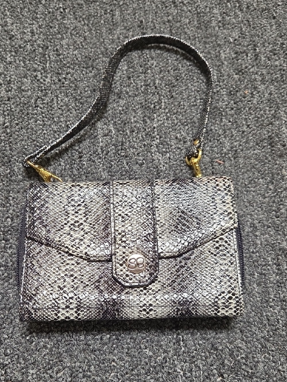 Samantha Brown Women's Metallic Snake-Print Crossbody Wallet - Silver